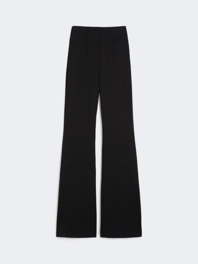 Pantaloni a zampa in jersey elasticizzato, nero Pantaloni a zampa in jersey elasticizzato, nero