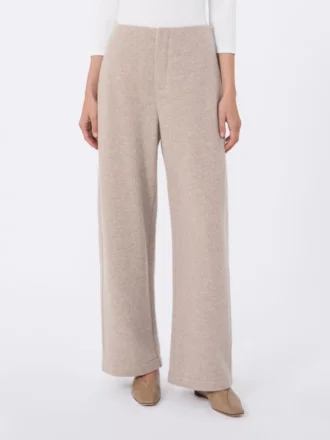 Pantaloni in cashmere e pile di lana, beige