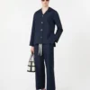 Pantaloni in cotone con coulisse, blu notte Pantaloni in cotone con coulisse, blu notte