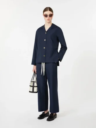 Pantaloni in cotone con coulisse, blu notte