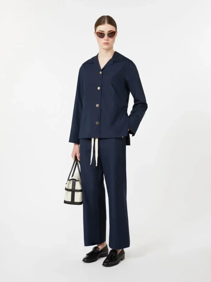 Pantaloni in cotone con coulisse, blu notte Pantaloni in cotone con coulisse, blu notte