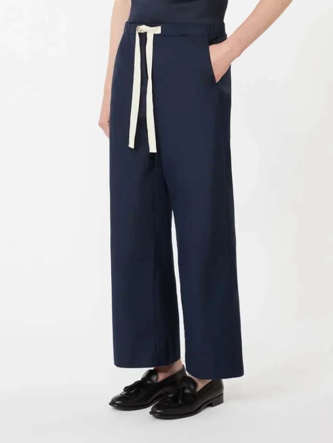 Pantaloni in cotone con coulisse, blu notte Pantaloni in cotone con coulisse, blu notte
