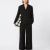 Pantaloni in cotone e lino elasticizzati, neri Pantaloni in cotone e lino elasticizzati, neri