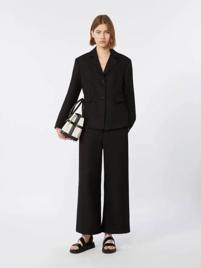 Pantaloni in cotone e lino elasticizzati, neri Pantaloni in cotone e lino elasticizzati, neri