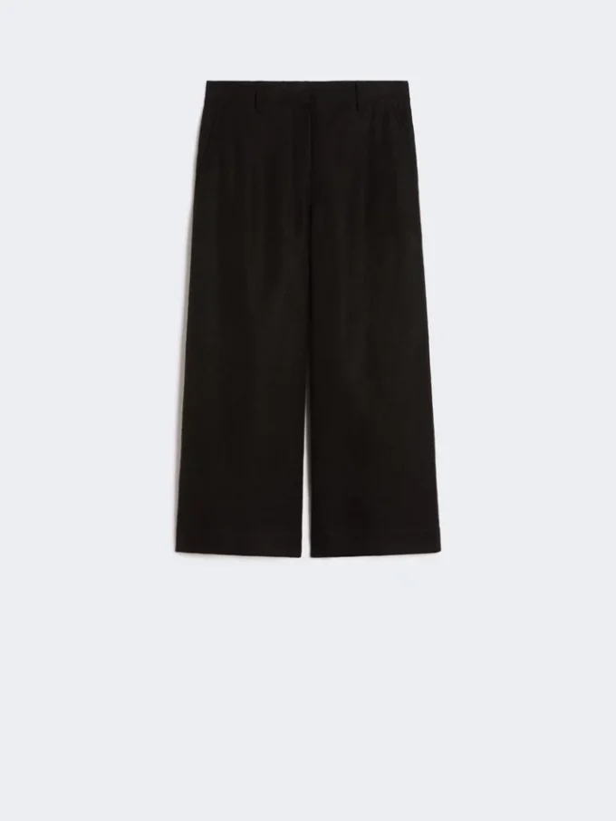Pantaloni in cotone e lino elasticizzati, neri Pantaloni in cotone e lino elasticizzati, neri
