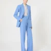 Pantaloni in crêpe di lana, azzurri Pantaloni in crêpe di lana, azzurri