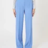 Pantaloni in crêpe di lana, azzurri Pantaloni in crêpe di lana, azzurri