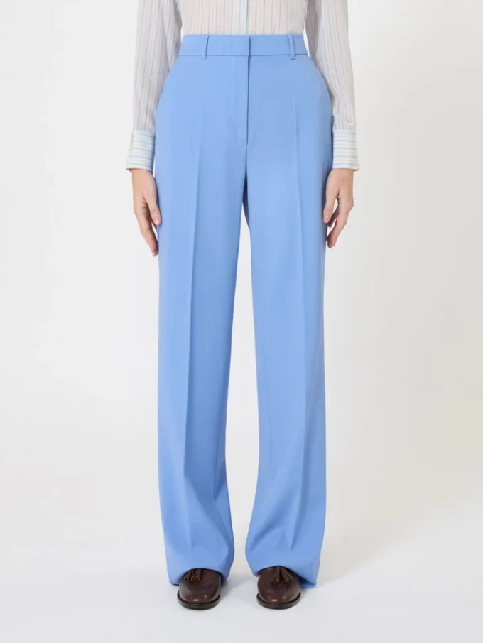 Pantaloni in crêpe di lana, azzurri Pantaloni in crêpe di lana, azzurri