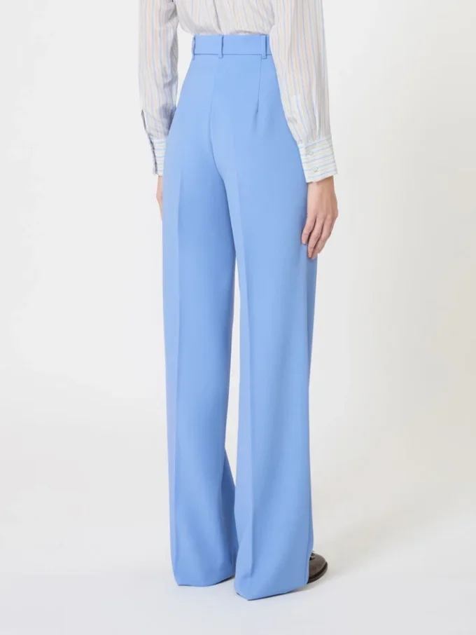 Pantaloni in crêpe di lana, azzurri Pantaloni in crêpe di lana, azzurri