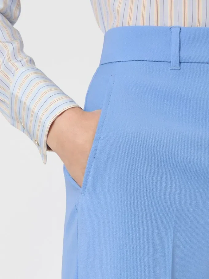 Pantaloni in crêpe di lana, azzurri Pantaloni in crêpe di lana, azzurri