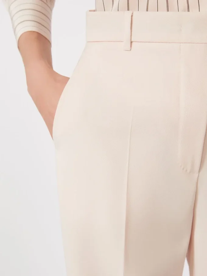 Pantaloni in crêpe di lana, rosa