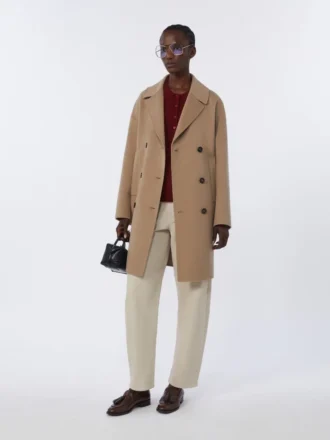 Cappotto midi in lana, beige