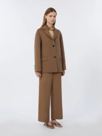 Giacca monopetto in lana Double Face, color cammello