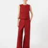 Pantaloni in jersey di gabardine di cotone, rossi Pantaloni in jersey di gabardine di cotone, rossi