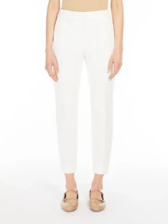 Pantaloni in jersey di viscosa, bianchi Pantaloni in jersey di viscosa, bianchi
