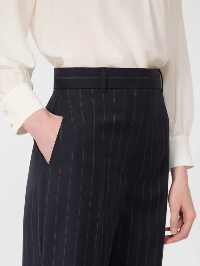 Pantaloni in lana gessati, blu navy