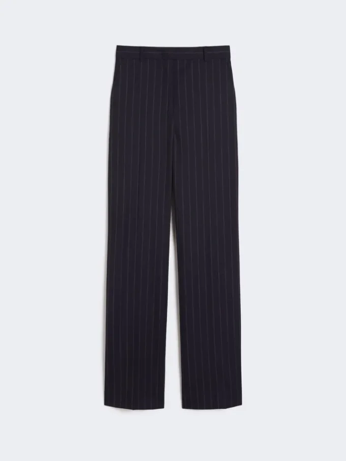 Pantaloni in lana gessati, blu navy