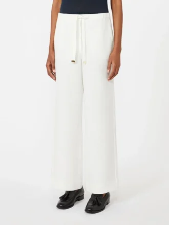 Pantaloni in lino a trama intrecciata, bianchi