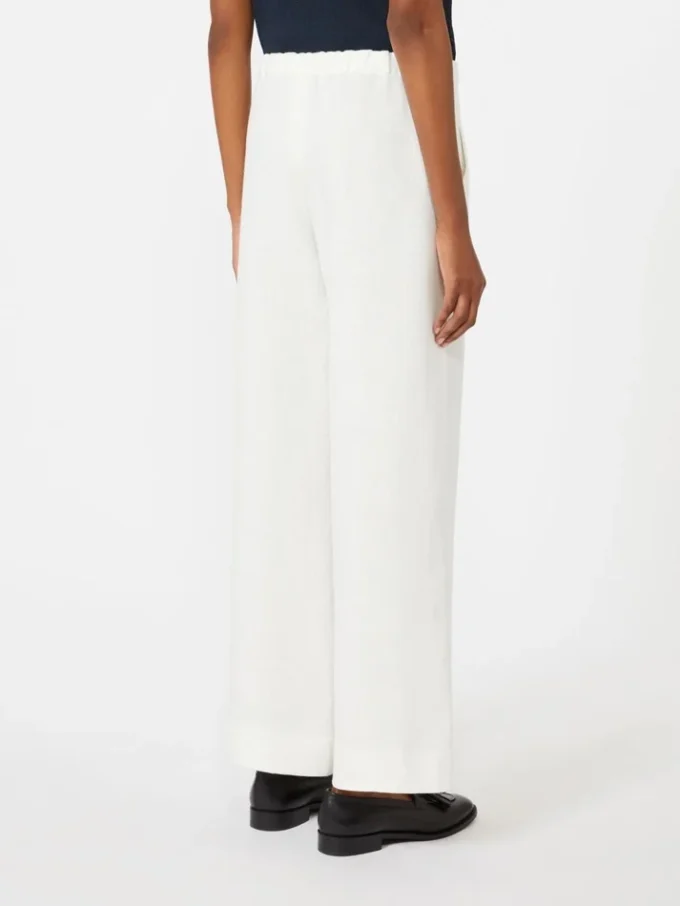 Pantaloni in lino a trama intrecciata, bianchi Pantaloni in lino a trama intrecciata, bianchi