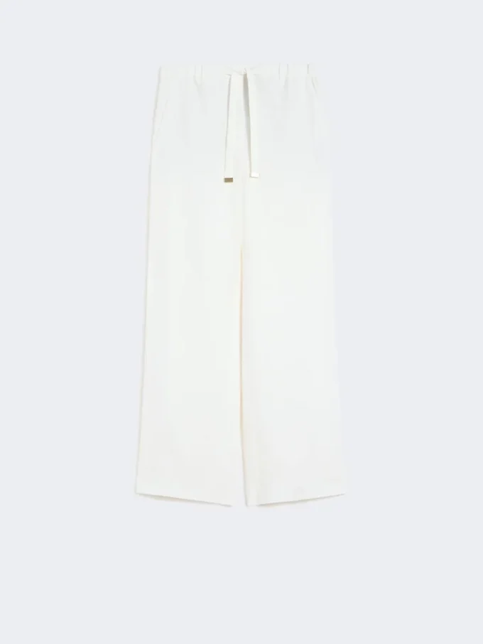 Pantaloni in lino a trama intrecciata, bianchi Pantaloni in lino a trama intrecciata, bianchi