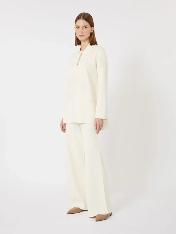 Maglione in filato di crêpe di viscosa, avorio