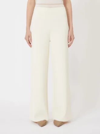 Pantaloni in maglia di crepe di viscosa, avorio