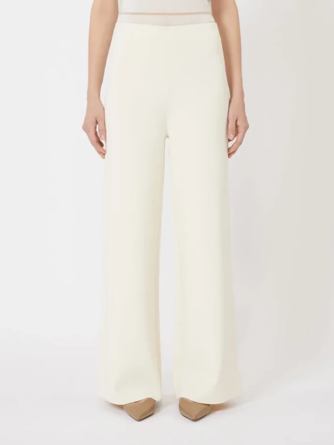 Pantaloni in maglia di crepe di viscosa, avorio Pantaloni in maglia di crepe di viscosa, avorio