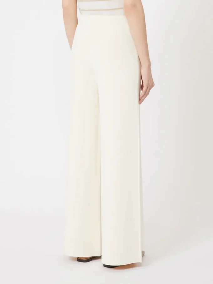Pantaloni in maglia di crepe di viscosa, avorio Pantaloni in maglia di crepe di viscosa, avorio