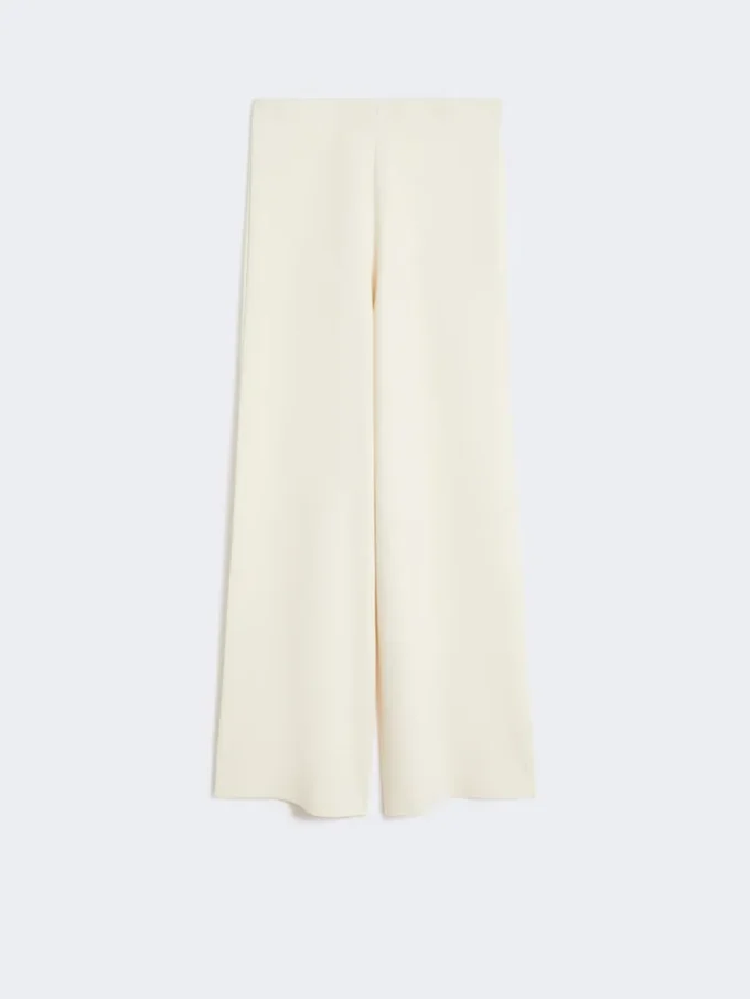 Pantaloni in maglia di crepe di viscosa, avorio Pantaloni in maglia di crepe di viscosa, avorio