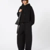 Felpa con cappuccio in cotone elasticizzato, nera Felpa con cappuccio in cotone elasticizzato, nera