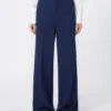 Pantaloni in piqué di lana, blu cina Pantaloni in piqué di lana, blu cina