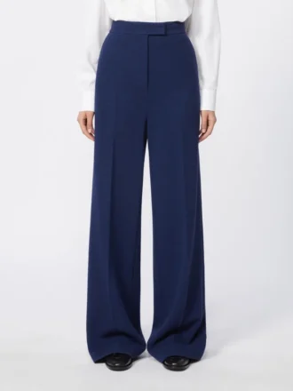 Pantaloni in piqué di lana, blu cina