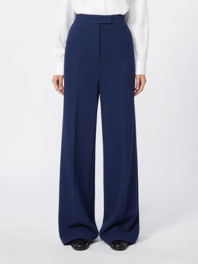 Pantaloni in piqué di lana, blu cina Pantaloni in piqué di lana, blu cina