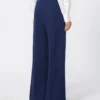 Pantaloni in piqué di lana, blu cina Pantaloni in piqué di lana, blu cina