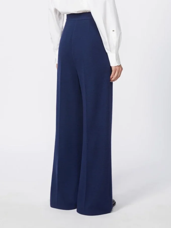 Pantaloni in piqué di lana, blu cina Pantaloni in piqué di lana, blu cina