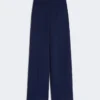Pantaloni in piqué di lana, blu cina Pantaloni in piqué di lana, blu cina