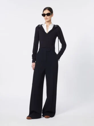 Pantaloni in piqué di lana, blu oltremare