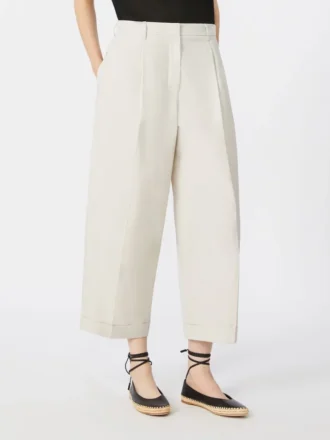 Pantaloni in popeline di cotone, color ghiaccio