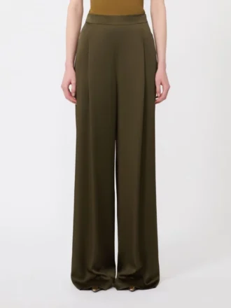 Pantaloni in raso Envers, verde muschio