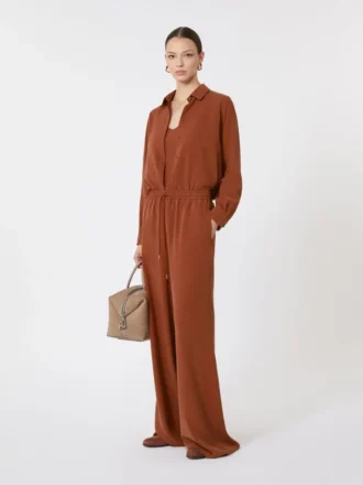 Camicia in tela di seta, color terracotta