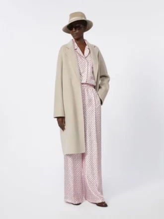 Pantaloni in seta stampata, rosa