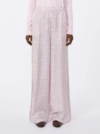 Pantaloni in seta stampata, rosa