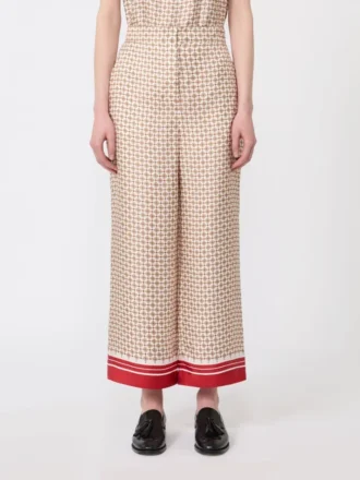 Pantaloni in seta stampata, rossi