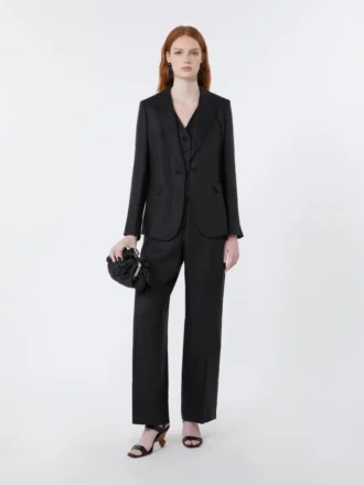 Gilet in tela di lino, nero