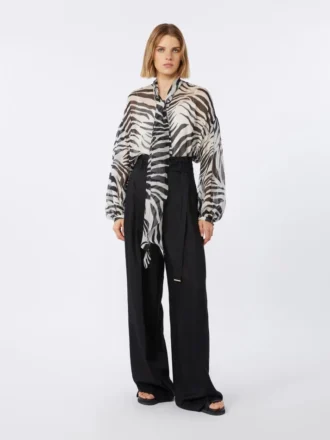 Pantaloni in tela di lino, nero