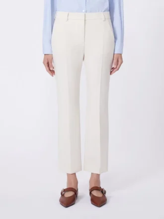 Pantaloni in tela di viscosa Double Face, avorio