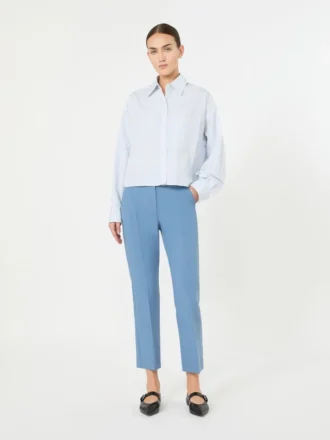 Pantaloni in tela di viscosa Double Face, azzurri