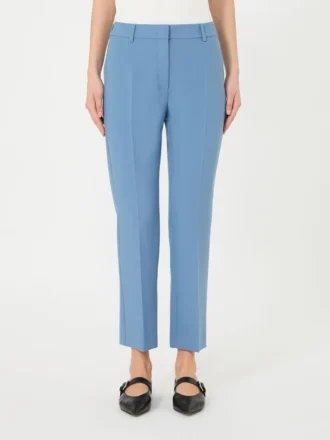 Pantaloni in tela di viscosa Double Face, azzurri