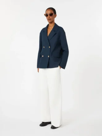 Pantaloni larghi in cotone e lino, bianchi