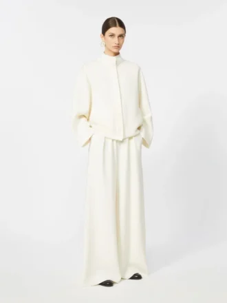 Pantaloni larghi in lana e seta